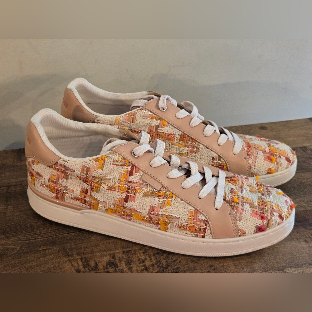 Coach Lowline Natural Multicolor Sneakers with Signature Tweed Pattern SIZE 11 - Picture 6 of 16